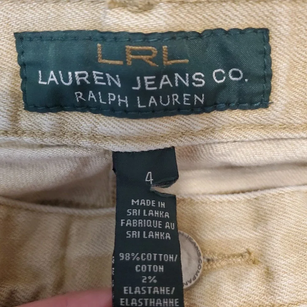 LAUREN Ralph Lauren 4 Tan Denim Riding Jeans Equestrian Cotton blend Knee‎ Patch
